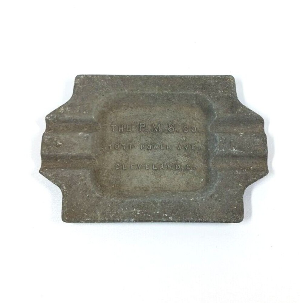VTG Metal Advertising Ashtray "The P.M.S. Co. 1071 Power Ave. Cleveland, O."